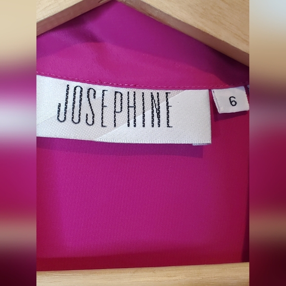 💚5/$25 Josephine Fuchsia Pink Long Sleeve Sheen Blouse Size 6 Vintage 80s - Picture 4 of 6